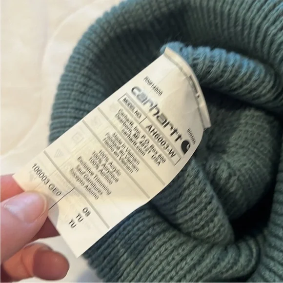 Cahartt Knit Pom Pom Cuffed Beanie Sea Pine Teal - Picture 5 of 5